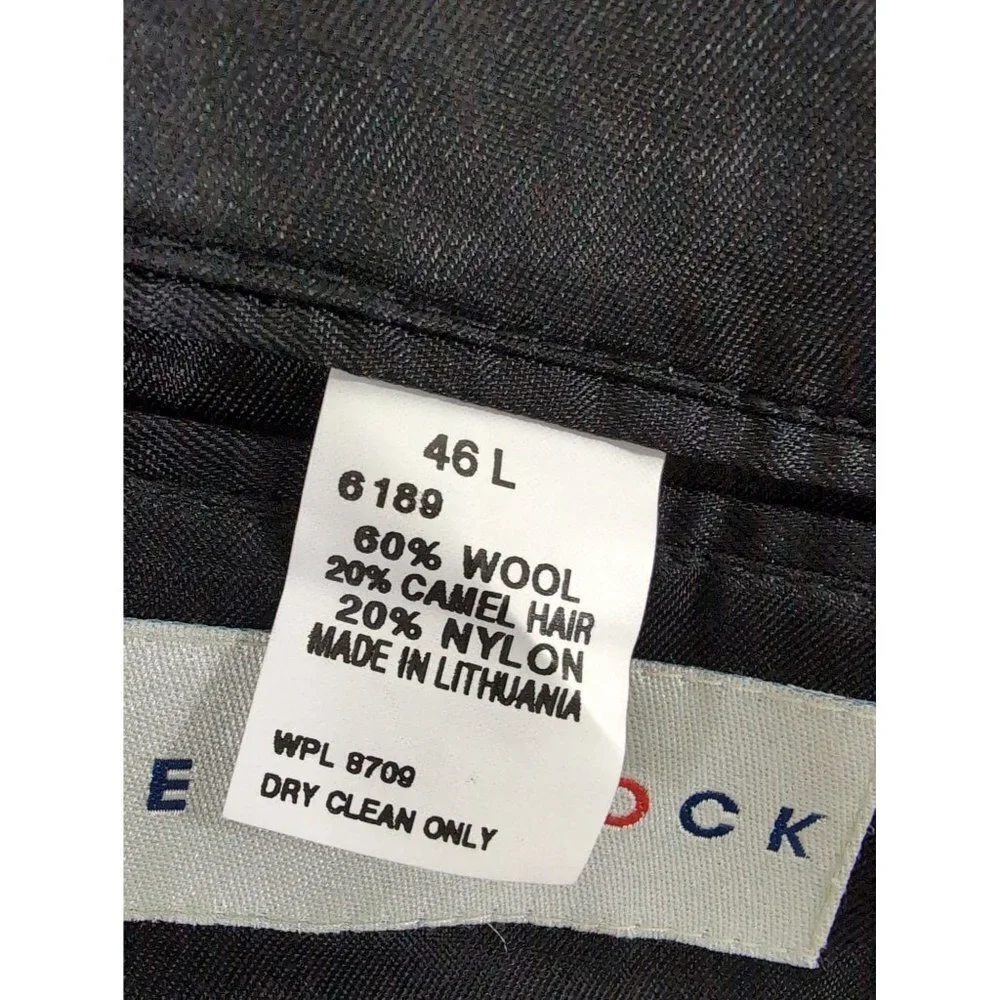 Robert Stock Sport‎ Coat Mens 46L Charcoal Gray Camel Hair Blend Herringbone